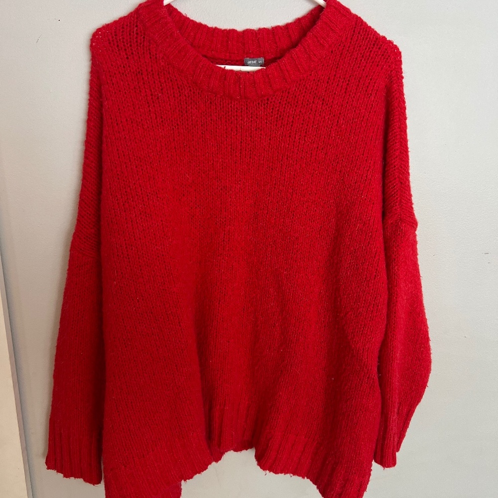 Bright red Aerie oversized sweater